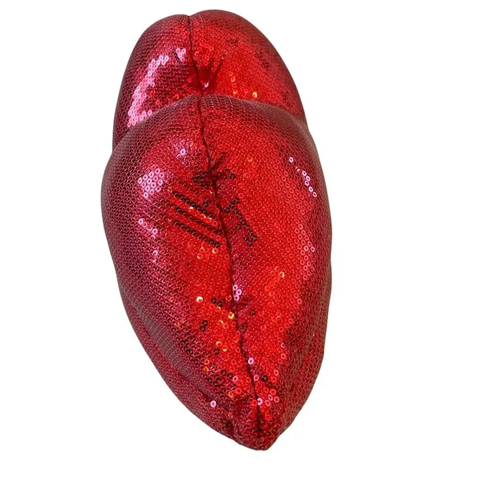 Cynthia Rowley Red Sequin Lips Shaped Pillow Valentines Day Love Kiss NEW